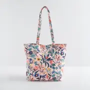 Vera Bradley Tote in Paradise Coral Travel Shoulder Bag Purse Shopper Weekender