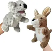 Koala and Kangaroo Australian Animal Hand Glove Puppets - Soft Fluffy Plush Stuffed Toys with Moveable Mouths and Arms