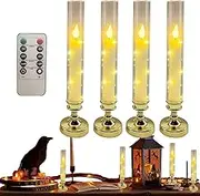 Flameless LED Candles - Electric Flickering Candles Light with Remote Control - Table Ornament, Romantic Atmosphere Light for Daily Dining Tables Wedding Banquet