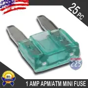 25 Pack 1A Mini Blade Style Fuses APM/ATM 32V Short Circuit Protection Fuse US