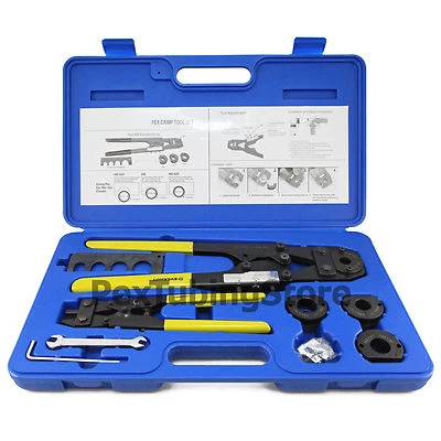 PEX Crimp Crimper Tool Kit with Decrimper for 3/8", 1/2", 5/8", 3/4" tubing