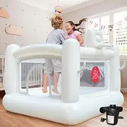 iLink-outer Bounce House Mini PVC White Bounce Castle for Kids Ages 3-6 Indoor Bouncy Castle with Blower