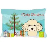 Carolines Treasures BB1630PW1216 Christmas Tree & Buff Poodle Fabric Decorati...