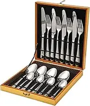 16-Piece Cutlery Set, Silverware Set, Stainless Steel Flatware Set Including Knife, Fork, Spoon, Teaspoon, Gift Box, Service for 4