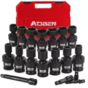 18 Pcs 1/2Â Drive Shallow Universal Impact Socket Set Swivel Socket With Flexibl