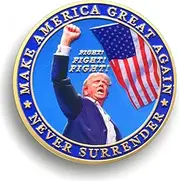 Trump Challenge Coin - Make America Great Again Coin, American Flag Design, Never Surrender, Limited Edition, 1.57 Inches