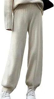 [Generic] Women's 100 Percent Solid Wool Sweatpants Elastic High Waisted Slacks Pants Stretchy Athletic Jogger Sweatpants