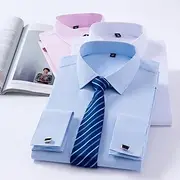 Men's Dress Shirt French Cuff Shirt Collared Shirt Button Up Shirt Plain Wedding Party White Pink Blue Long Sleeve Turndown Spring, Fall, Winter, Summer Clothi
