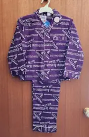 Fremantle Dockers AFL Boys W13 Purple Printed Flannel Pyjama Set Size 12 New