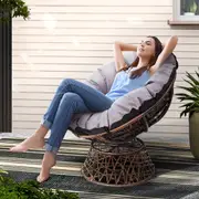 1x Gardeon Outdoor Chairs Papasan Chair Lounge Setting Patio Furniture Wicker Sofa Garden Brown