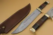Handmade Damascus Steel Bowie Knife 18.00 Inches With Buffalo Horn Handle