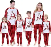 [Benaive] Matching Family Christmas Pajamas Set Boys Girls Holiday Pjs for Women Men Sleepwear
