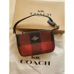 COACH 紅色格紋手拿包