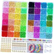 4314 PCS Clay Beads for Bracelet Making, 48 Colors Flat Round Polymer Beads