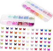 FOYTOKI Nail Art DIY Glitters Kit 2 Boxes of Butterflies Nail Sequins for Manicure Decor