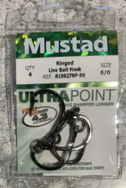 Mustad Ringed Live Bait Hooks 6/0