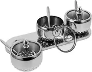 HAKIDZEL 1 Set Spice Container with Lids Seasoning Box with Tray and Spoon Elegant Kitchen Storage for Salt Pepper and Condiments