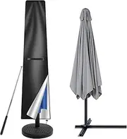 Neween Parasol Umbrella Cover with Rod, Waterproof Patio Umbrella Covers with Zip and Storage Bag, Windproof Garden Umbrella Cover for 1.8-3.5m Outdoor Umbrella Patio (Black, 190x30(top)x50(bottom)cm)