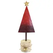LVD Metal/Wood Gold Star Red Tree w/ Stump Christmas Holiday Decoration 25cm