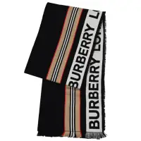 在飛比找momo購物網優惠-【BURBERRY 巴寶莉】經典品牌LOGO撞色條紋印花保暖