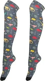 [Caihoyu] Women'S Over-Knee Socks Lightweight Tall Thigh High Stockings Extra Long Thigh High Sock for Special Occasions Dinosaur Silhouettes, Dinosaur Silhouettes