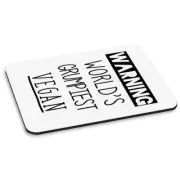 Warning World's Grumpiest Vegan PC Computer Mouse Mat Pad Best Healthy Funny