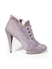 Purple Suede Zipped Ankle Boots