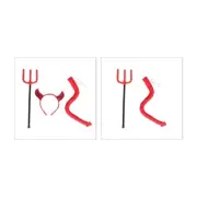 1set Cosplay Devil Horn Hairpin Headband Choker Tail Set Halloween Cosplay Tools