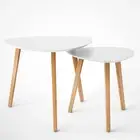 Bamboo Nesting Triangle End Tableset of 2 Coffee Table Modern Minimalist Side Ta
