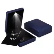 LED Light Pendant Box Blue Necklace Display Case Jewelry Gift LED Pendant Box