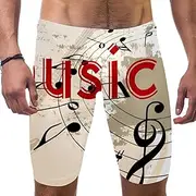 [VBFOFBV] Men's Printed Jammer Swimsuit Swim Shorts, Music Note Black White Vintage Art Modern