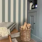Fernhurst Stripes Wallpaper 1115 Green Cream Feature Wall Washable Belgravia