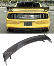 For 15-Up Ford Mustang Real Carbon Fiber Spoiler GT500 Track Pack Rear High Wing (for: Ford)
