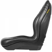 Universal Lawn Tractor Seat Replacement, Compact High Back Mower Seat, Black Vinyl Forklift Seat, Central Drain Hole Skid Steer Seat with Mounting Bolt Patterns of 8" x 11.5" & 11.25" x 11.5"