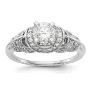 14K White Gold Peg Set Diamond Engagement Ring