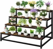 4 Tiered Plant Stand Metal Flower Pot Shelf Indoor Outdoor Corner Holder Gard...