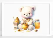 Teddy Bear Art Print, Nursery Art Print, Honey Bear, Kids Wall Art Decor