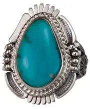 Navajo Native American Castle Dome Turquoise Ring Size 7 by Ration SKU229591