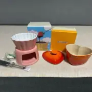Le Creuset Ramcan d'Amour Orange / Kint Fondue Strawberry Stoneware Set Japan