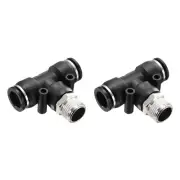 2pcs Male Branch Tee 1/2" Tube OD x 3/8" NPT Thread PT1/2-N03, Black