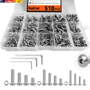 510PCS M3 M4 M5 Button Head Socket Cap Screw Bolts Nuts Assortment Kit, 304 Stai
