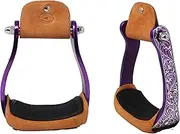 Horse Western Black Engraved Rhinestone Barrel Racing Aluminum Show Stirrups 51179v
