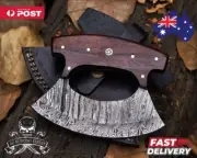 7" Blade ULU KNIFE HANDMADE FORGED DAMASCUS STEEL_Wooden Handle