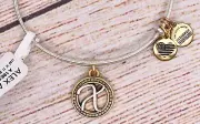 NEW Alex and Ani Letter Initial X II Charm Bangle Two Tone Silver Gold Bracelet