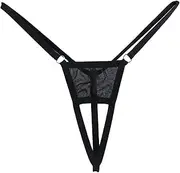 [FARZAH] Women Panties Female Underwear 3PCS/Set Knickers Lingerie Open Crotch Sexy Mini Underwear Panties Thongs Briefs(Black)