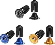 uxcell 3Pair Bar End Plugs Aluminum Handlebar End Caps Bike Plugs 0.7oz Expanding Locking for MTB Road BMX Fixed Gear Bike, Yellow Blue Black