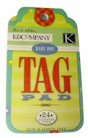 K & Company BW Small Wonders Boy Tag Pad Scrapbook Journaling K & Co 24 pieces