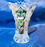 Czech bohemia crystal glass - Cut crystal vase 10 cm decorated gold and enamel