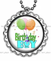 Birthday Boy Bottle Cap Necklace with 24" Chain Custom Kids Bottle Cap Jewelry