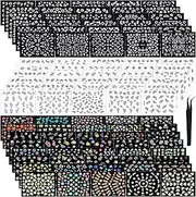 5000 Pieces 3D Self-Adhesive Nail Stickers 100 Sheets Multi-Design Floral Decals Multicolor Manicure Stickers With Tweezer (Classic-Chic Flower Series)